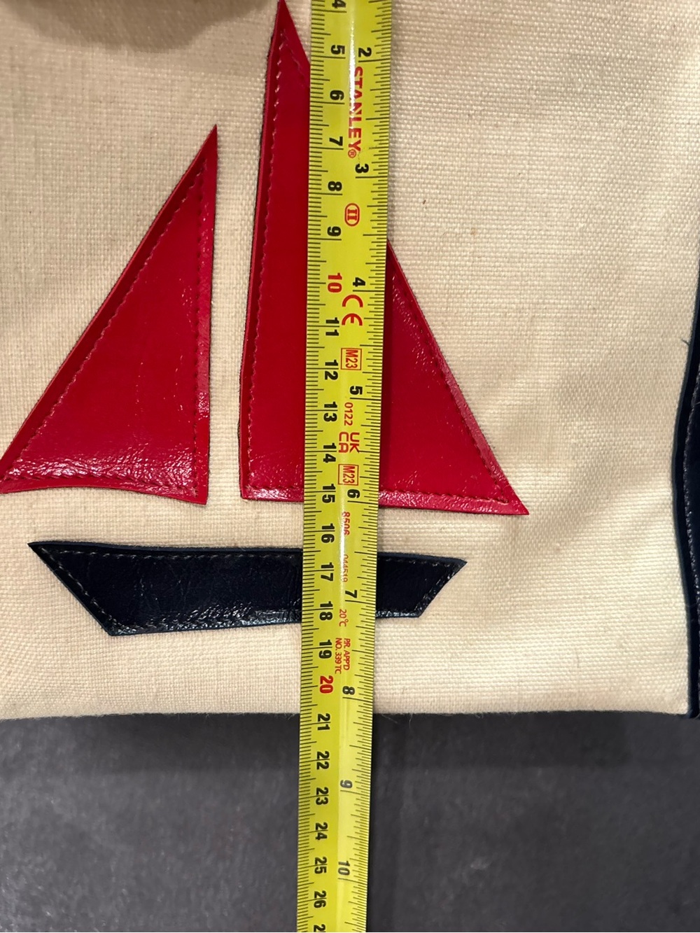 Vintage McDuff Japan Canvas Nautical Sea Bag, Sailboat, Vegan Pleather, Cute, OS - Picture 7 of 15